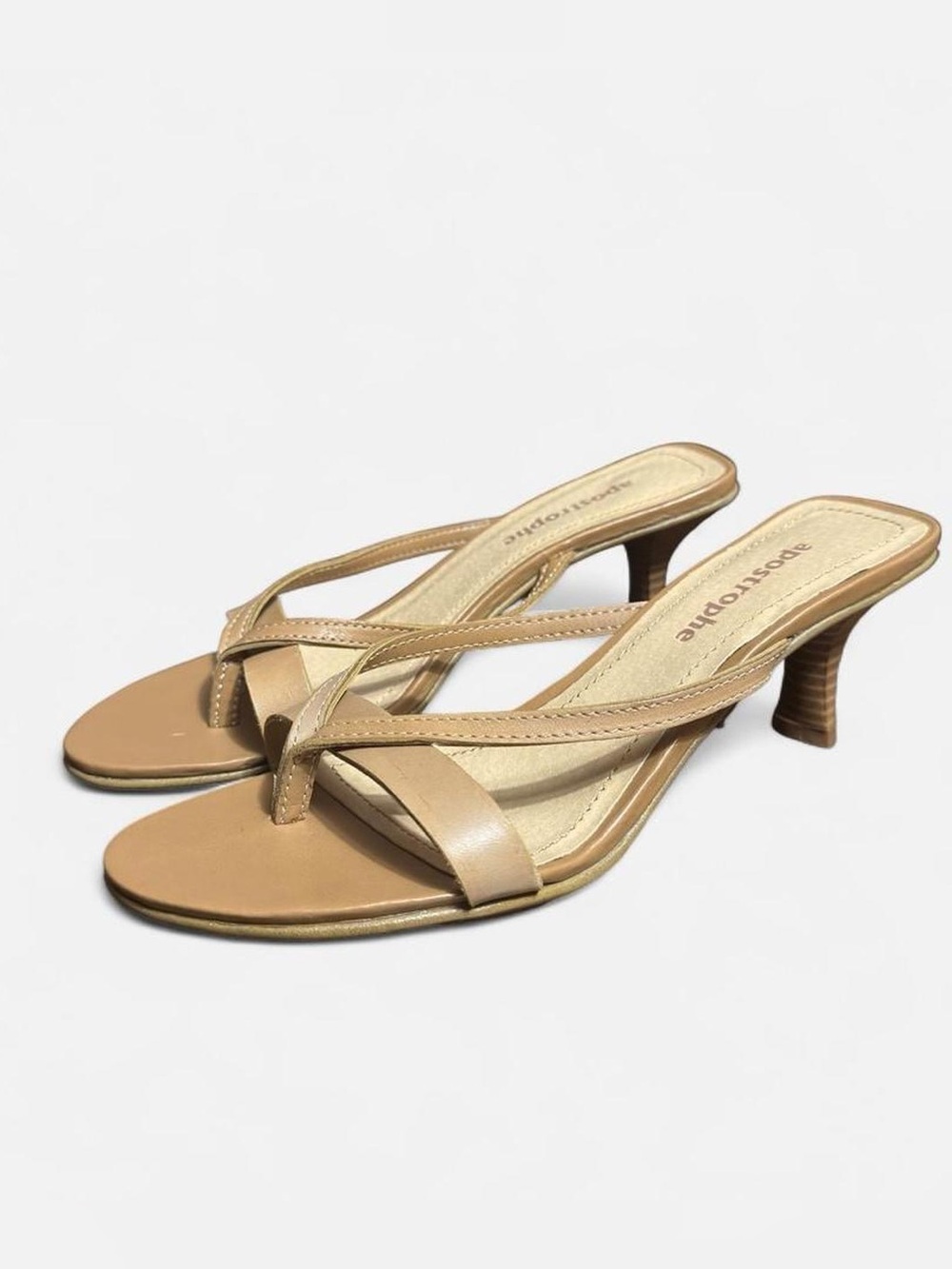 Apostrophe Tan Kitten Heel Sandals
